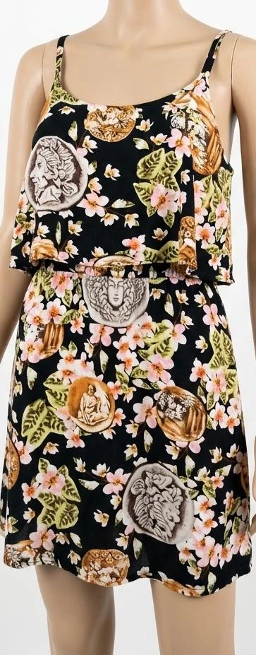 Vestido de verão fluido IVIVI – Motivo floral e Estátuas antigas – Tamanho M – photo 3